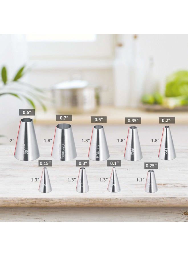 Kasmoire 9 Pcs Round Piping Tip,Macaron Piping Tip,Cake and Cookie Decorating Plain Tube Set - Image 2
