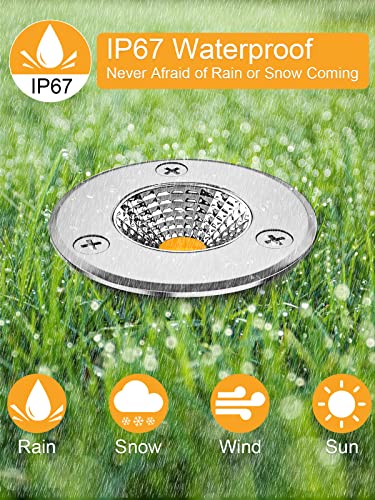ZUCKEO Low Voltage Landscape Lights 3W LED Well Lights, 12V-24V Landscape Lighting Outdoor In-Ground Light IP67 Waterproof Paver Light for Pathway Deck Step Garden Warm White (2 Pack) - Image 2
