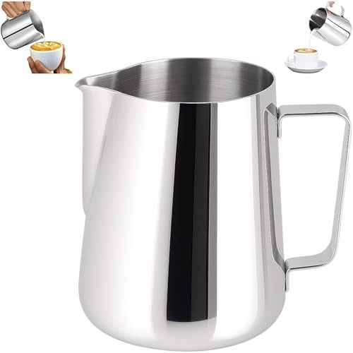 THW® Stainless Steel Milk Frothing Latte Pourer Cappuccino Coffee Jug, 2000 ml (2 litres) - Dishwasher Safe, Durable, Perfect for Home and Restaurant Use - Image 1