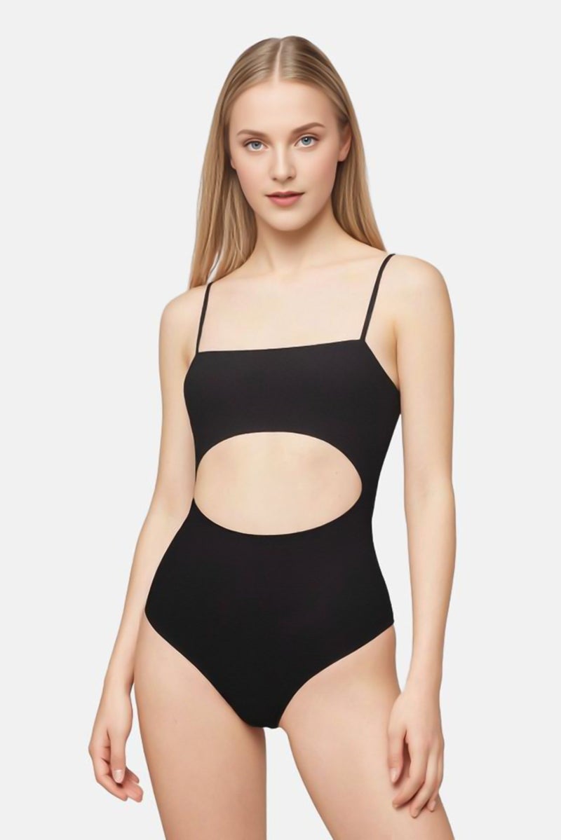 Aerie Women Textured One Piece Swimwear, Black  - Image 1