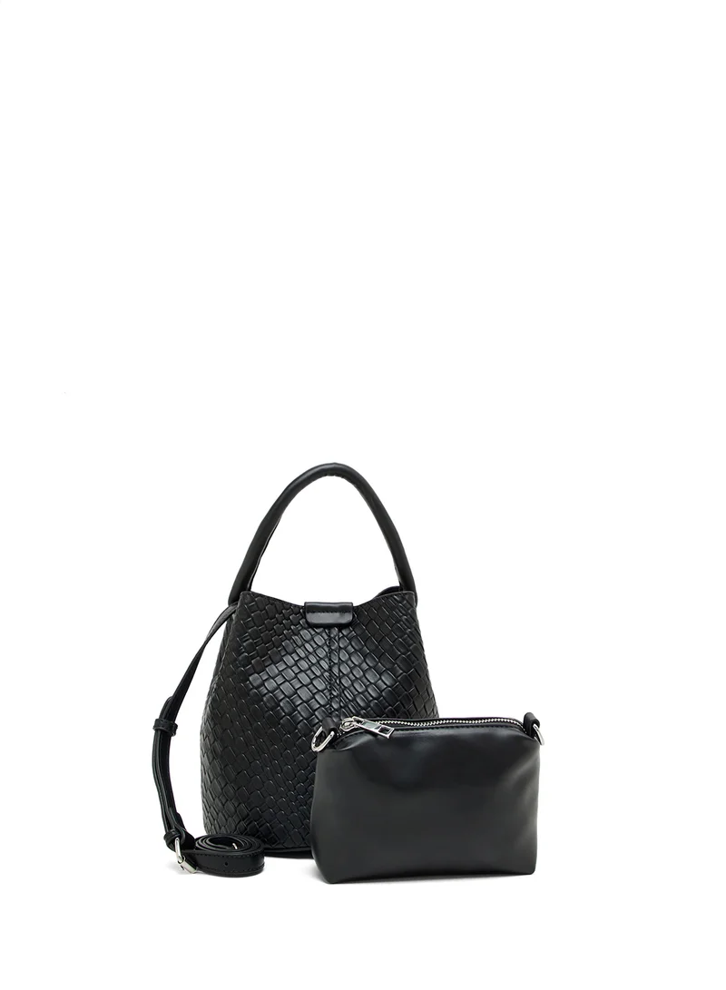 جينجر Textured Shoulder Bag with Strap