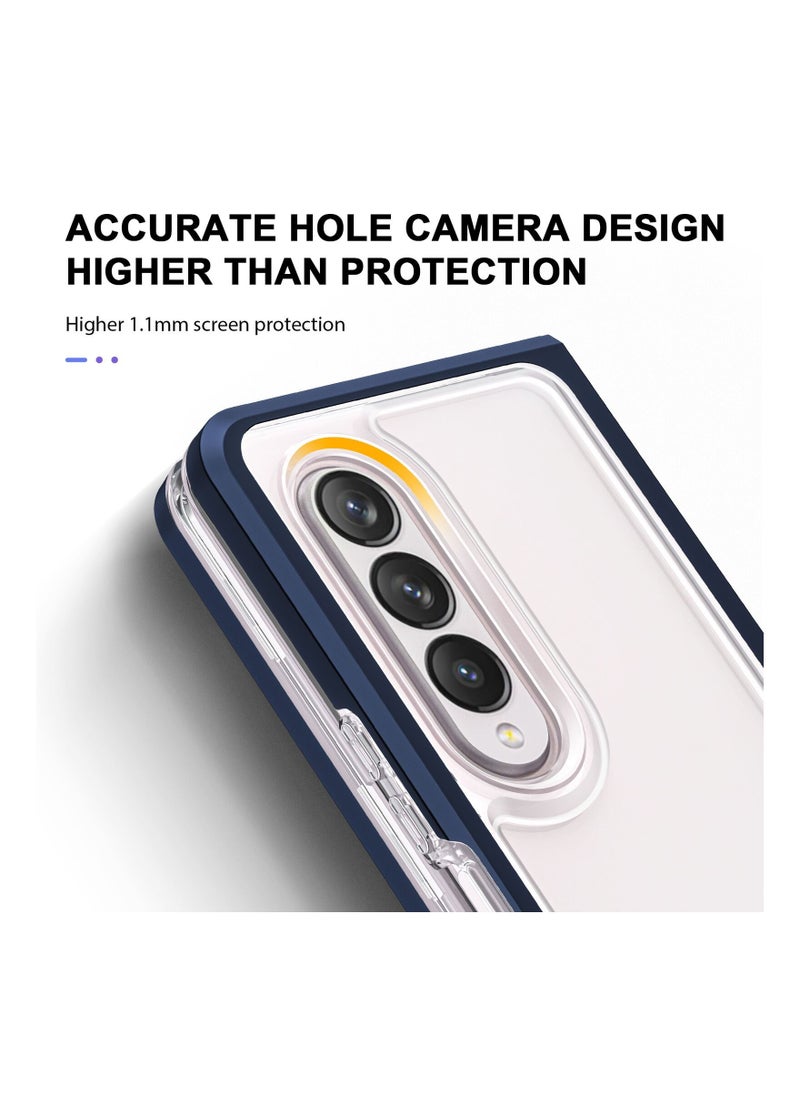CATANES Samsung Galaxy Z Fold 3 Clear Hybrid Case Shockproof Soft TPU Cover with Anti-Drop Hard PC Bumper Blue  - Image 5