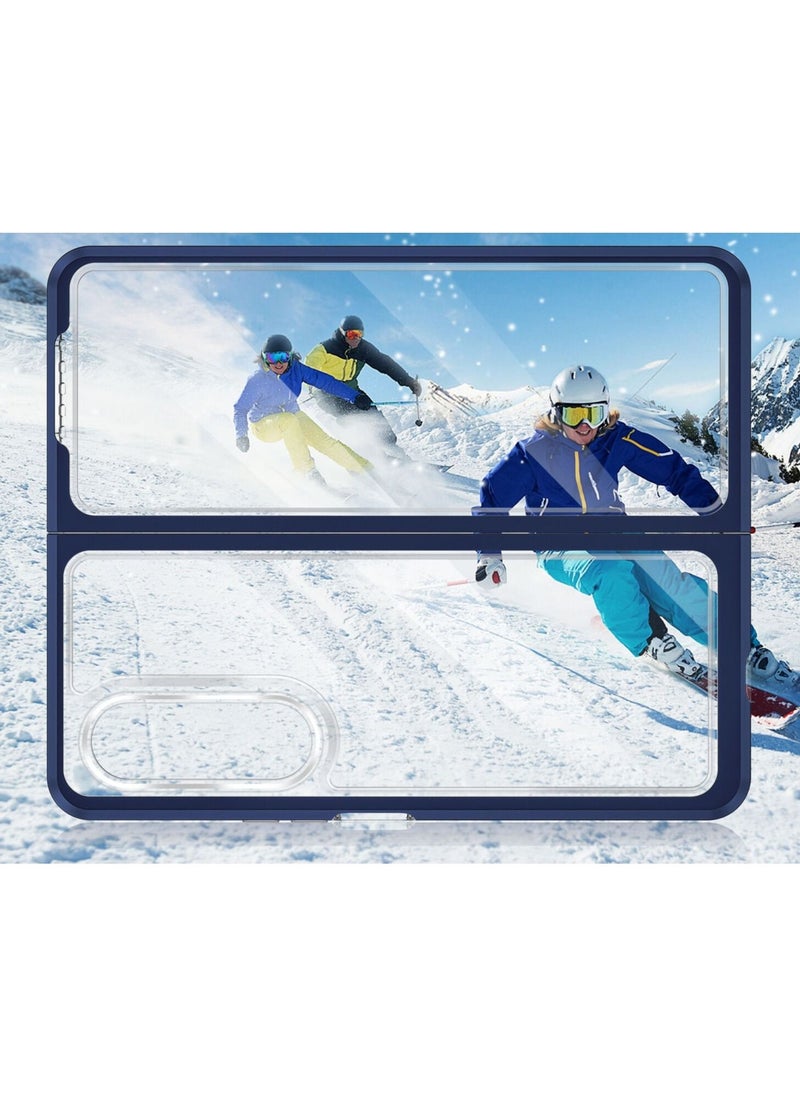 CATANES Samsung Galaxy Z Fold 3 Clear Hybrid Case Shockproof Soft TPU Cover with Anti-Drop Hard PC Bumper Blue  - Image 4