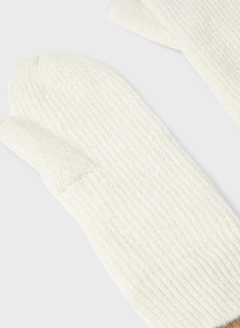 PIECES Ribbed Knit Mittens - Image 3