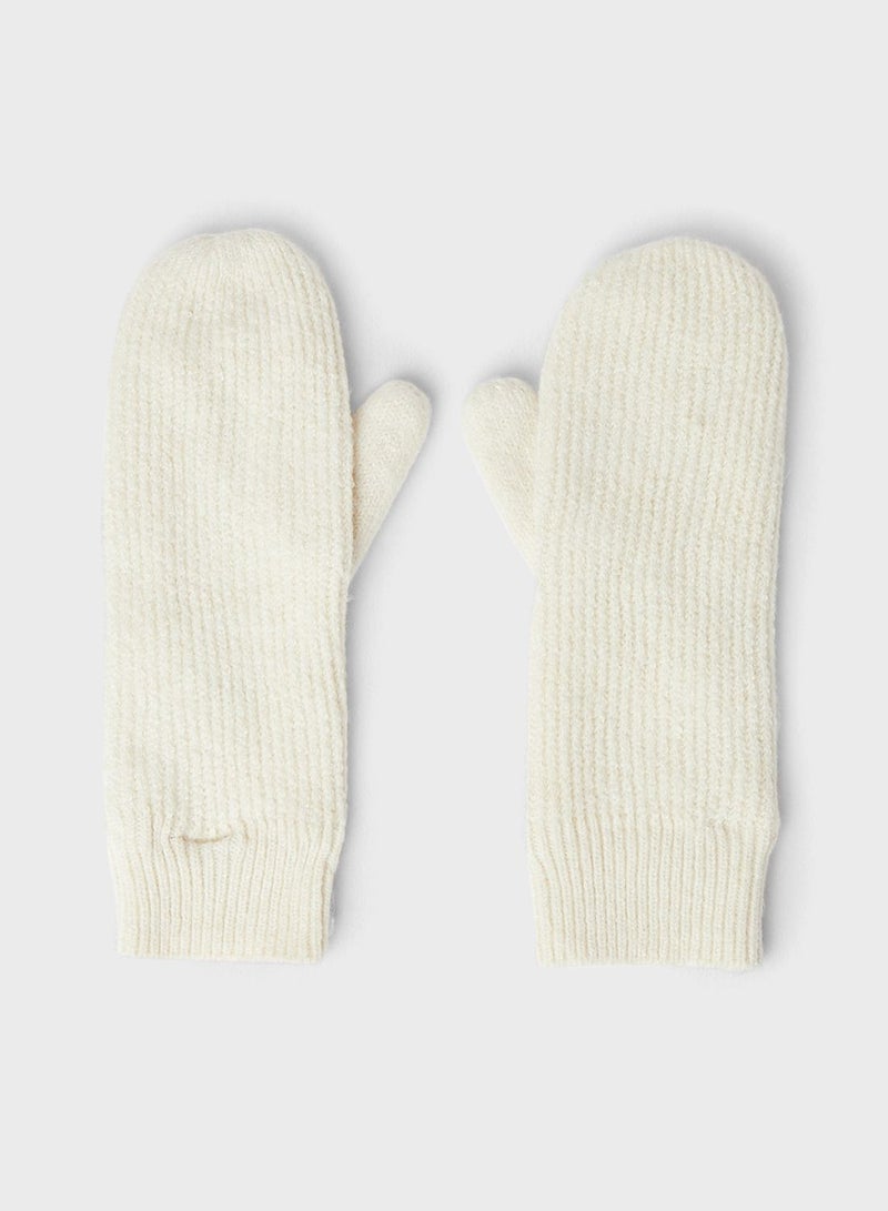 PIECES Ribbed Knit Mittens - Image 1