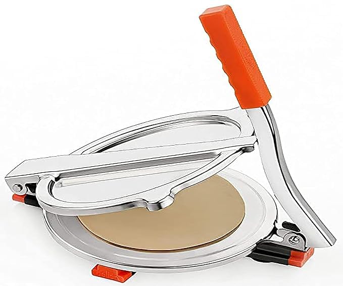 KRUPASAGAR KRUPASAGAR MART Steel Puri Maker Press Machine with Handle Manual Stainless Steel Roti Press PapadKhakhraChapati Maker with pre Fitted Handle  - Image 1