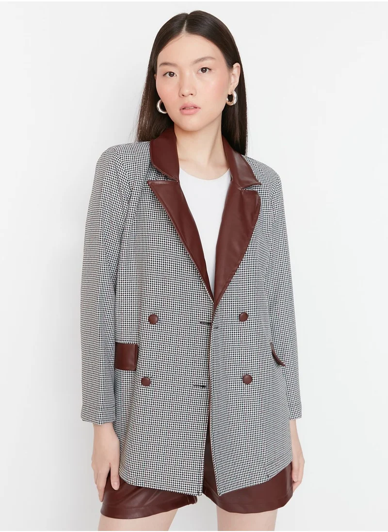 trendyol Gingham Double Breasted Blazer