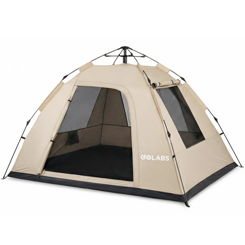 Golabs CT3 2 Person Instant Camping Tent, 1-Minute Setup by Pre-Attached Pole, 4 Side Mesh & Door Ventilation, Lightweight 4.8lbs Portable Design with Carry Bag, Inner Storage Pockets & Hooks for Park - Image 1