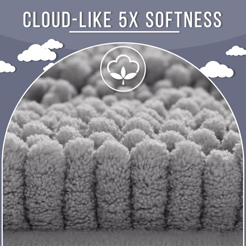Yimobra Bathroom Rug Mat, Non Slip and Super Absorbent Bath Mat, Machine Washable Quick Dry, Ultra Plush Chenille Shower Rugs for Bathroom Floor Sink Tub and Shower Outside, Gray, 24 x 17 - Image 3