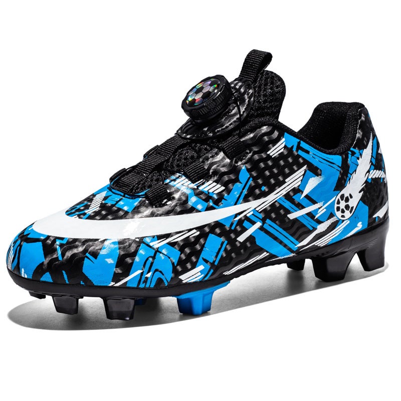 Professional Childrens Soccer Shoes Wholesale Cross-Border Training Shoes For Boys Long Spike Sneakers Womens Special Edition Blue (long nail style) 