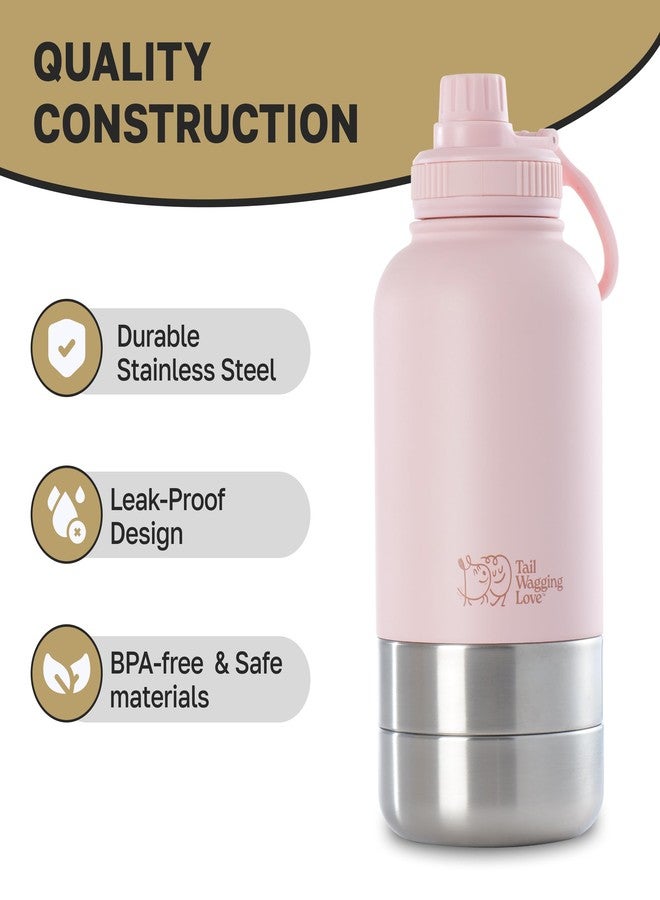 Tail Wagging Love 32oz 3-in-1 Travel Water Bottle for Dogs & Humans, Dual Use, Stainless Steel, Keeps Water Hot 6hrs/Cold 12hrs, Leak-Proof with Detachable Food & Water Bowls, Perfect for Travel - Image 3