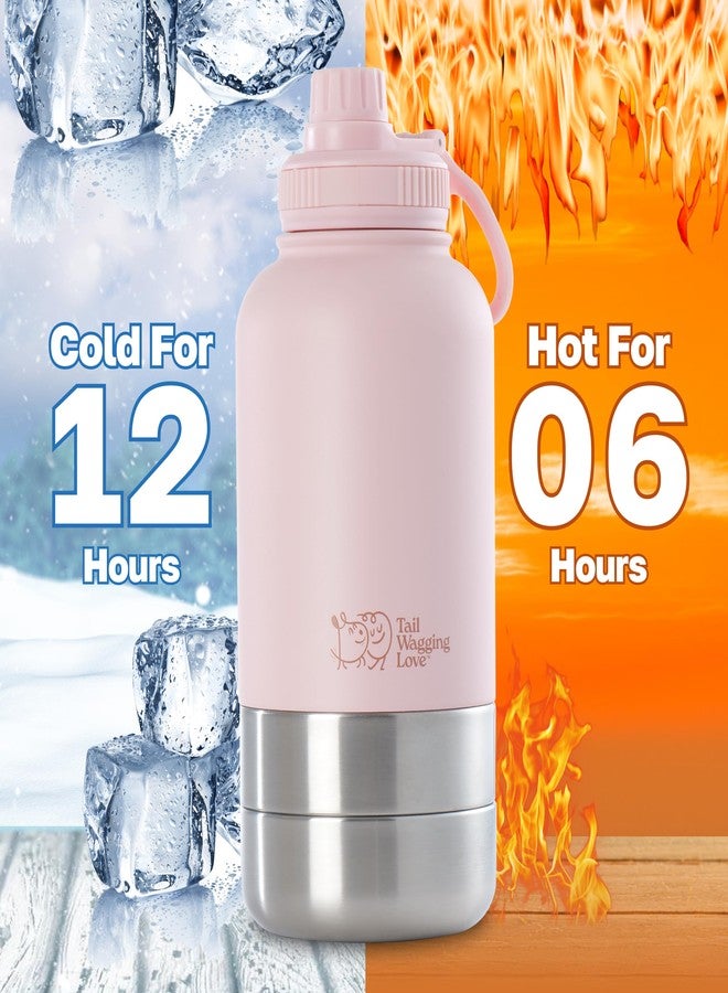 Tail Wagging Love 32oz 3-in-1 Travel Water Bottle for Dogs & Humans, Dual Use, Stainless Steel, Keeps Water Hot 6hrs/Cold 12hrs, Leak-Proof with Detachable Food & Water Bowls, Perfect for Travel - Image 2