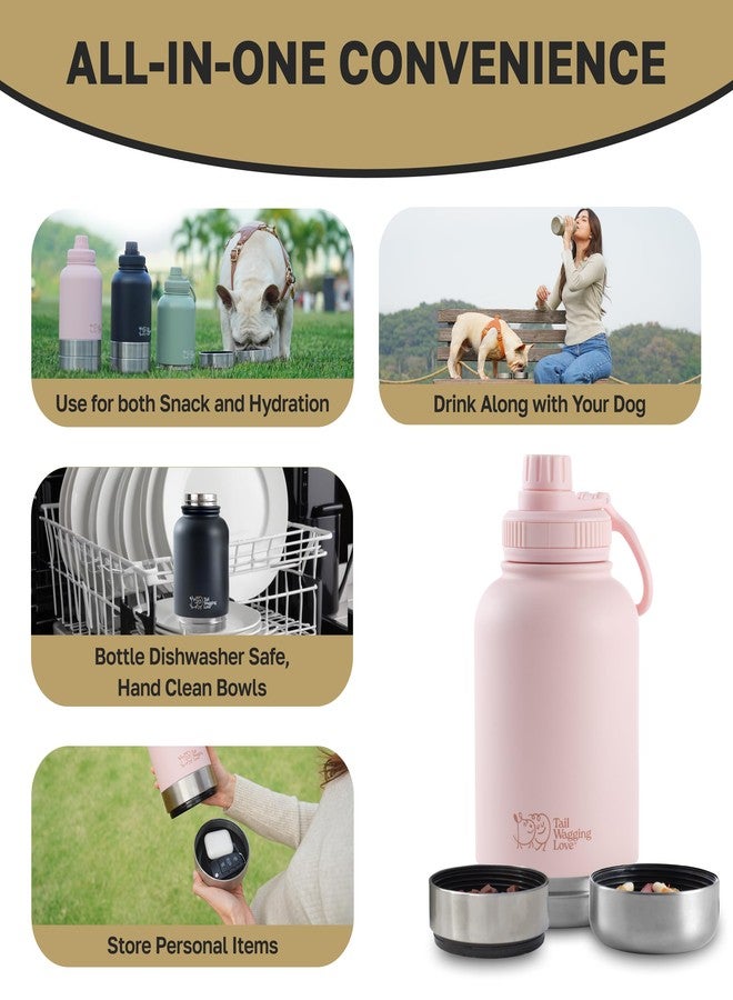 Tail Wagging Love 32oz 3-in-1 Travel Water Bottle for Dogs & Humans, Dual Use, Stainless Steel, Keeps Water Hot 6hrs/Cold 12hrs, Leak-Proof with Detachable Food & Water Bowls, Perfect for Travel - Image 4