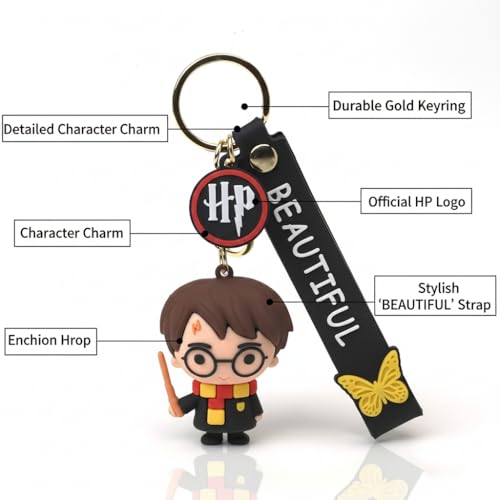 FowWelt Cartoon Characters Keychain for Girls & Boys – Cute Silicone Keyring Accessories | Key Purse, Backpack, Car Charm | Lightweight & Durable (Harry) - Image 2