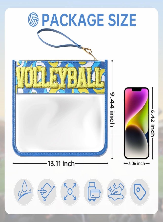 PPeen Baseball Gift Bags Baseballs Treat Bags Team Gifts Clear Chenille Letter Zipper Pouch Accessories Stuff Sport Portable, Volleyball, M - Image 2