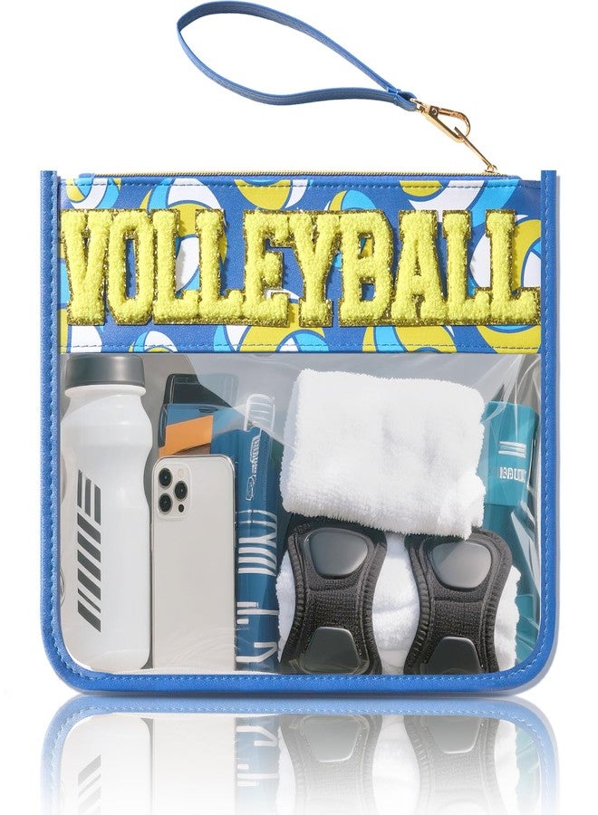 PPeen Baseball Gift Bags Baseballs Treat Bags Team Gifts Clear Chenille Letter Zipper Pouch Accessories Stuff Sport Portable, Volleyball, M - Image 1