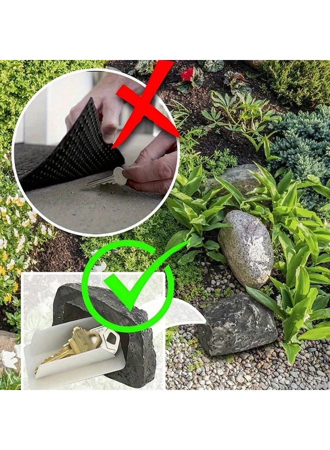 صندوق مفتاح مخفي في الهواء الطلق بتصميم حجر تقليد مع قفل ومفتاح مقاوم للماء - Image 4