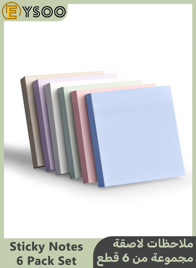  إيسو EYSOO 600 ورقة ملاحظات لاصقة مقاس 3 × 3 بوصات، 6 عبوات وسادات ذاتية اللصق، وسادات ملاحظات لاصقة من موراندي - Image 1