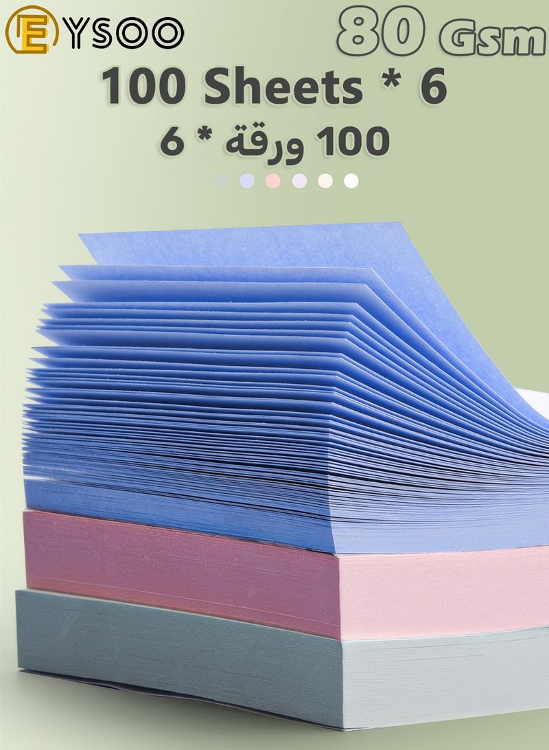  إيسو EYSOO 600 ورقة ملاحظات لاصقة مقاس 3 × 3 بوصات، 6 عبوات وسادات ذاتية اللصق، وسادات ملاحظات لاصقة من موراندي - Image 4
