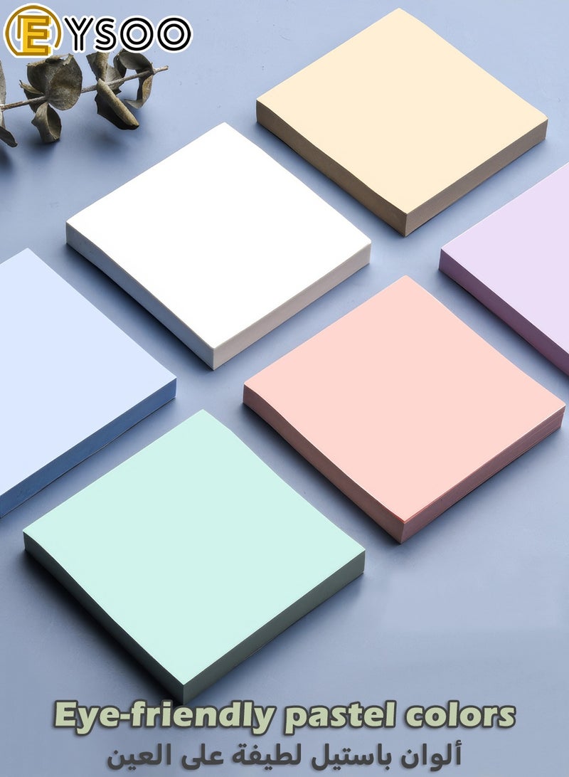  إيسو EYSOO 600 ورقة ملاحظات لاصقة مقاس 3 × 3 بوصات، 6 عبوات وسادات ذاتية اللصق، وسادات ملاحظات لاصقة من موراندي - Image 3