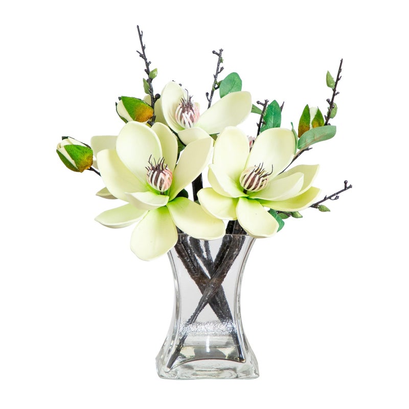 Nearly Natural 4534WH Magnolia Arrangement with VaseWhite