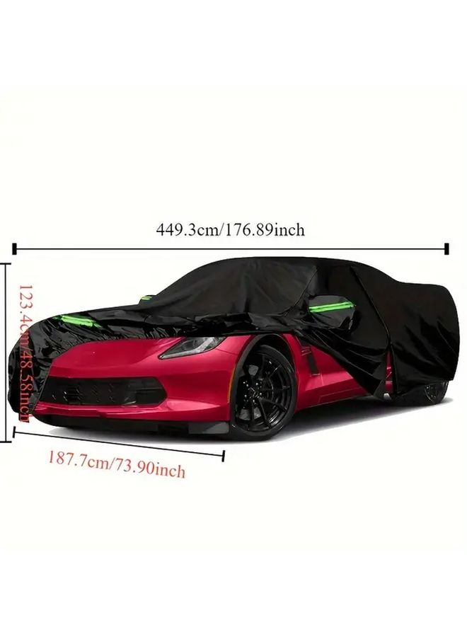 غطاء شاحنة لجميع الأحوال الجوية مع فتحة سحاب لباب سيارة كورفيت C7 2014-2019، أسود، مقاوم للأشعة فوق البنفسجية والثلوج والرياح - Image 2
