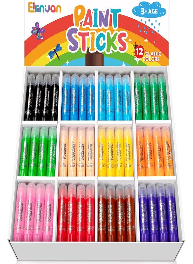 Ellinjan 144 Pcs Ellinjan Tempera Paint Sticks For Kids, 12 Classic Colors, Washable & Quick-Drying Twistable Solid Paint, Bulk Art Supplies for Drawing & Painting, Back to School Art Supplies for Kids Classroom - Image 1