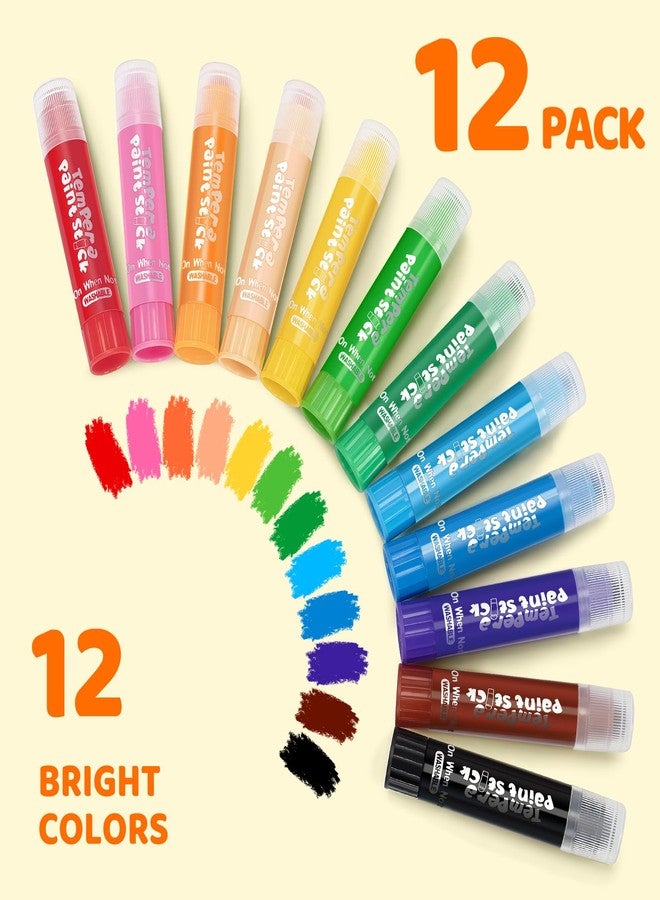 Ellinjan 144 Pcs Ellinjan Tempera Paint Sticks For Kids, 12 Classic Colors, Washable & Quick-Drying Twistable Solid Paint, Bulk Art Supplies for Drawing & Painting, Back to School Art Supplies for Kids Classroom - Image 2
