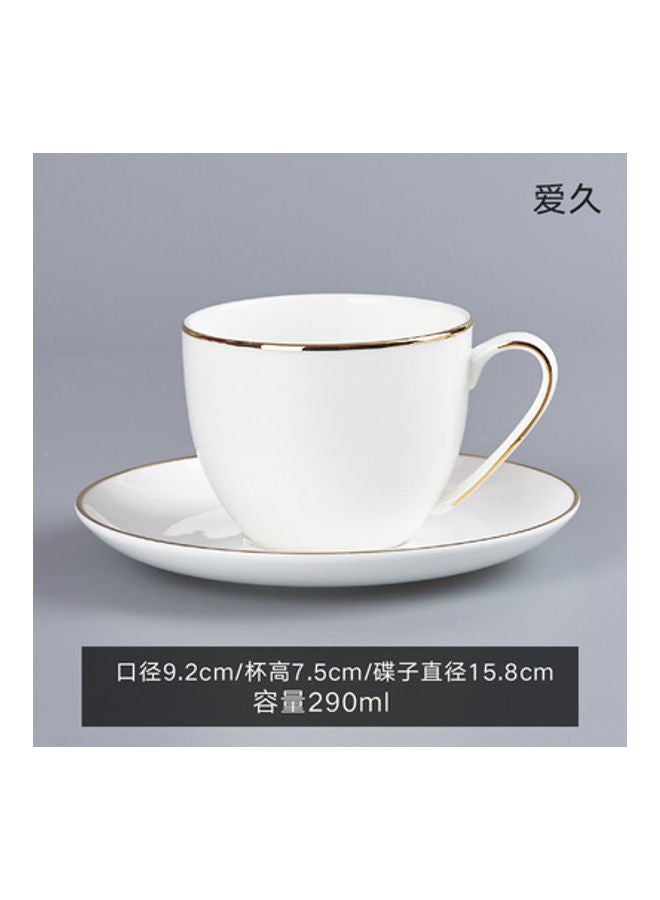 NIBEMINENT Coffee Cup And Saucer With Spoon Set White/Gold - Image 1