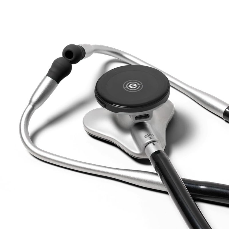 Eko CORE 500™ Digital Stethoscope — 40x Amplification, Active Noise Cancellation, 3-Lead ECG, FDA-Cleared AI, Full-Color Display, FSA/HSA Eligible — Silver, COR501 - Image 1