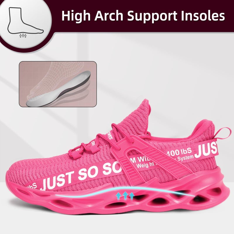 Furuian Steel Toe Shoes for Women Men Lightweight Slip On Safety Work Shoes Comfortable Steel Toe Sneakers Pink - Image 5