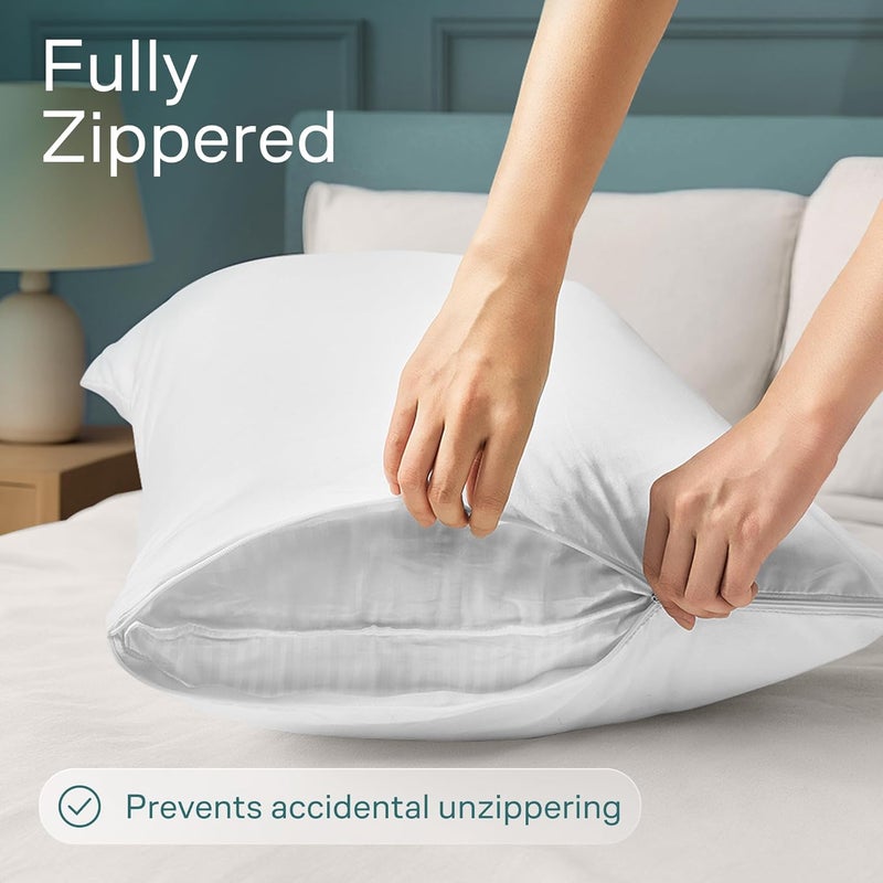 Niagara Sleep Solution Niagara 8 Pack Waterproof Pillow Protectors King 20x36 Inches Smooth Zipper Premium Encasement Covers Quiet Cases Set White - Image 4