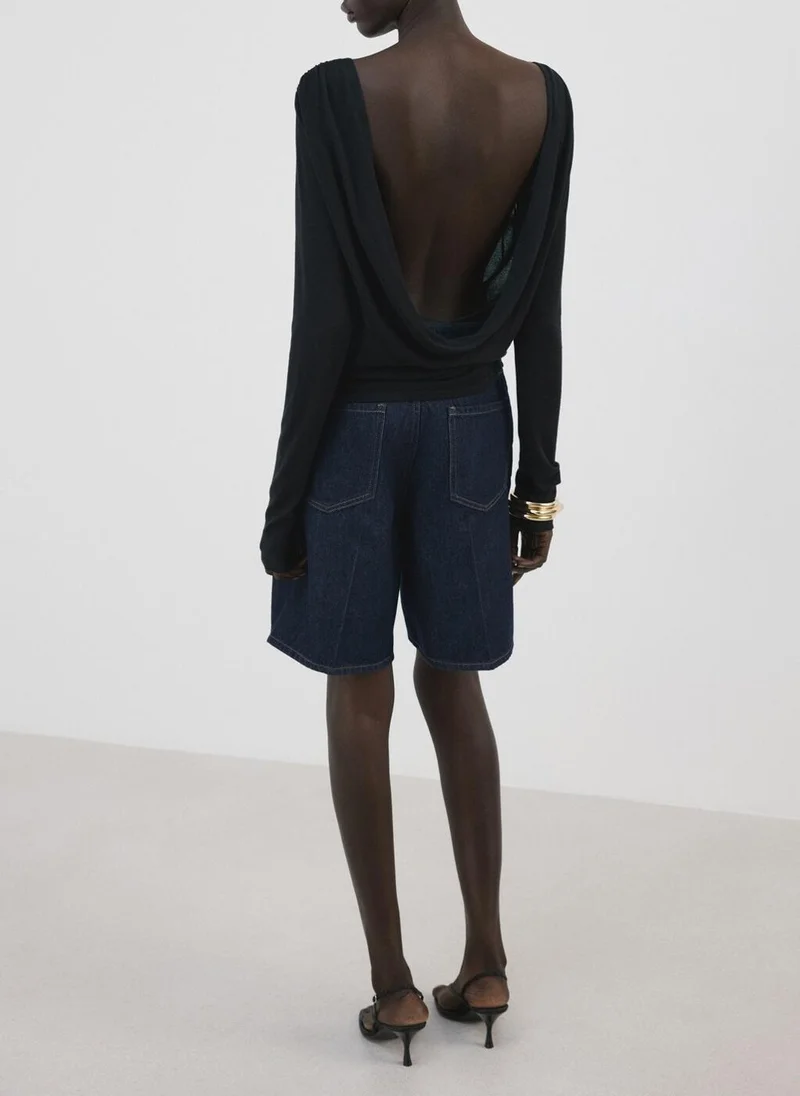 MANGO High-Waist Straight-Fit Denim Shorts
