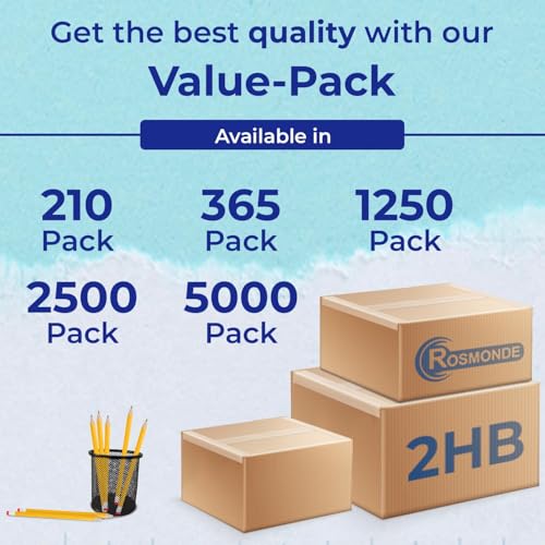 Rosmonde Pencils Bulk, 600 Pack, Pre Sharpened #2, Bulk Yellow Pencils, Easy Hold Grip With Earsers On Top, #2 HB Sharpened, Bulk Supplies for School Districts Classrooms & Colleges - Image 5