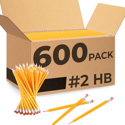 Rosmonde Pencils Bulk, 600 Pack, Pre Sharpened #2, Bulk Yellow Pencils, Easy Hold Grip With Earsers On Top, #2 HB Sharpened, Bulk Supplies for School Districts Classrooms & Colleges - Image 1