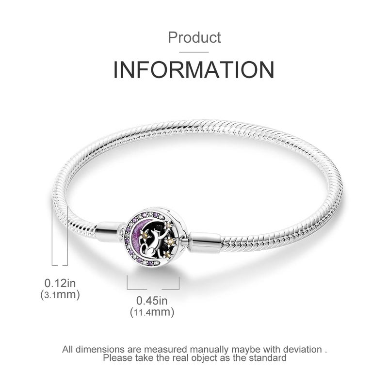 Parmuz 925 Sterling Silver Charm Bracelet for Woman Snake Chain Bracelet Star Moon Butterfly Cute Iconic Moments European Bracelet Jewelry Gift for Woman - Image 2