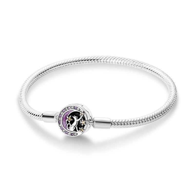Parmuz 925 Sterling Silver Charm Bracelet for Woman Snake Chain Bracelet Star Moon Butterfly Cute Iconic Moments European Bracelet Jewelry Gift for Woman - Image 1