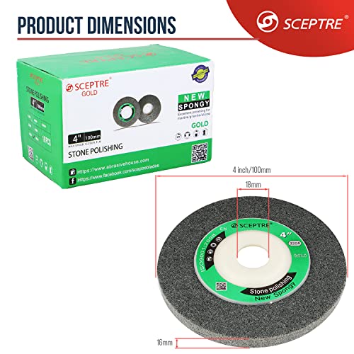 SCEPTRE GOLD 4” Stone Polishing Pads Set – 100mm Diamond Disc, 15200 RPM, Wet & Dry Use for Marble, Granite & Concrete (Pack of 10) - Image 5