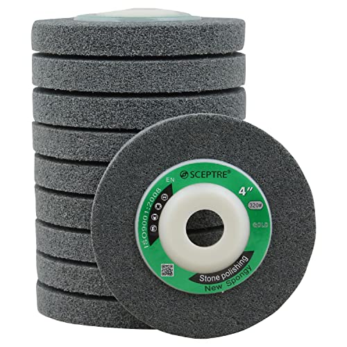SCEPTRE GOLD 4” Stone Polishing Pads Set – 100mm Diamond Disc, 15200 RPM, Wet & Dry Use for Marble, Granite & Concrete (Pack of 10) - Image 1