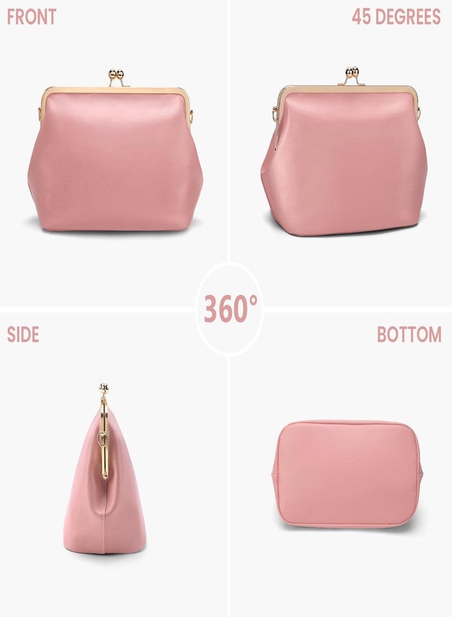 CATSEA Women's Kiss Lock Crossbody Bag PU Medium Handbags Kiss Clasp Crossbody Shoulder Bags Tote Purse Messenger Handbag - Image 3