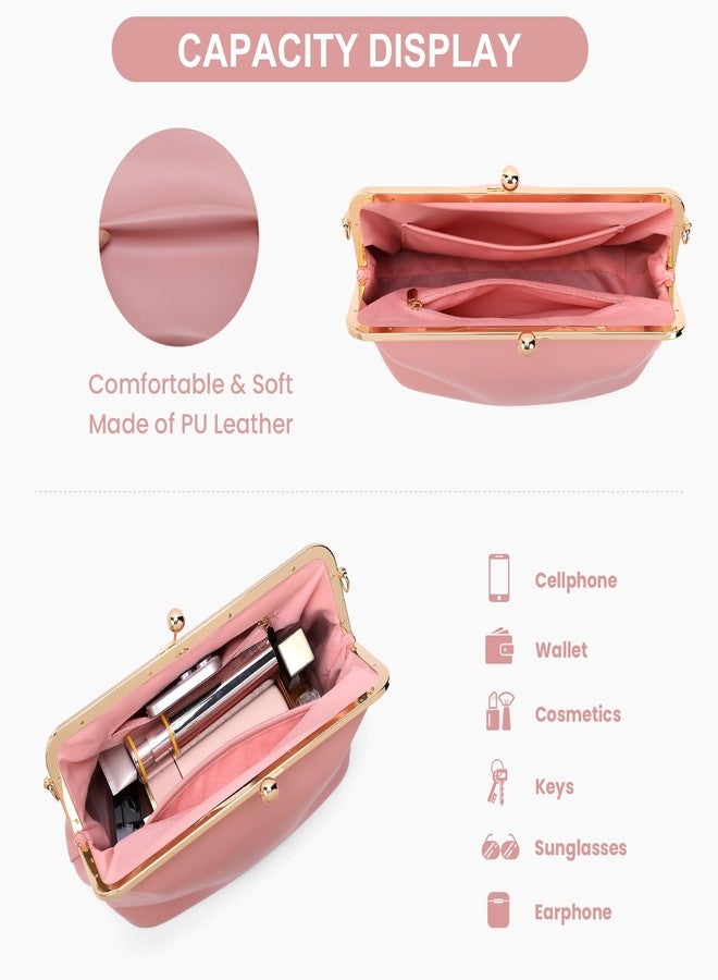 CATSEA Women's Kiss Lock Crossbody Bag PU Medium Handbags Kiss Clasp Crossbody Shoulder Bags Tote Purse Messenger Handbag - Image 5