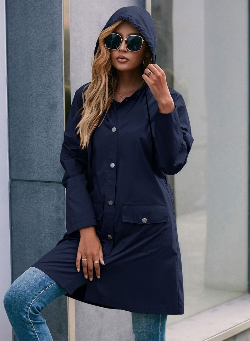 Loquat Outdoor Hooded Waterproof Coat Blue