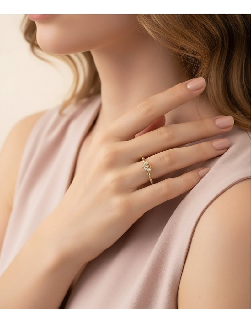 روبي آرت الذهب خاتم نسائي من الذهب الخالص عيار 18 قيراطًا - لمسة نهائية فاخرة وتصميم أنيق - 1.33 جرام - Image 2