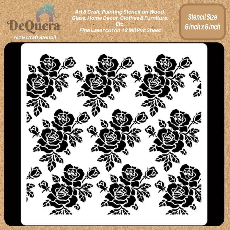 DeQuera Craft Stencils for DIY Art Craft ReUsable Used for Painting Journaling Mix Media Wall Painting and Other Decorative Purposes Size 6 x 6 Inch Pack of 1 DQL971