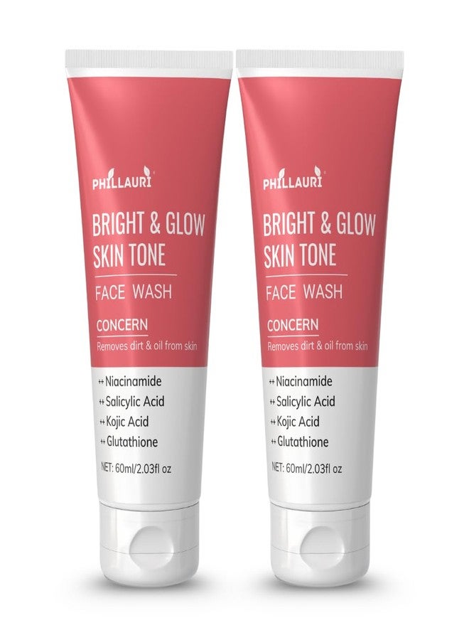 Phillauri غسول الوجه برايت جلو بمنظفات لطيفة للعناية اليومية بالبشرة | غسول للوجه | يقلل من اسمرار البشرة | يقشر البشرة بلطف ويفتح لونها | يقلل من التصبغات | غسول للوجه للرجال والنساء - 120 مل (عبوة من قطعتين) - Image 1