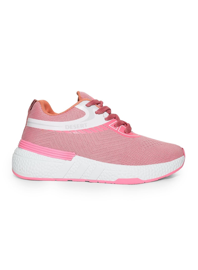 Desert Sportive Knitted Textile Lace-up Sneakers For Women - Image 1