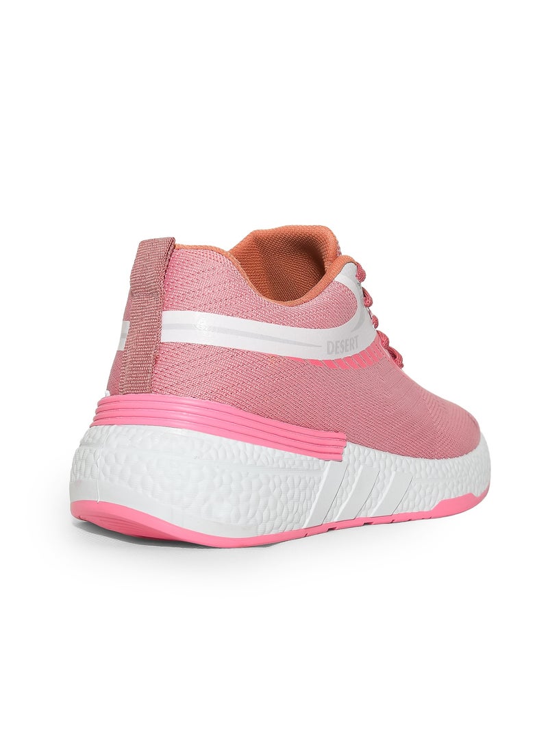 Desert Sportive Knitted Textile Lace-up Sneakers For Women - Image 4