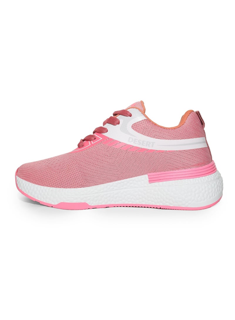Desert Sportive Knitted Textile Lace-up Sneakers For Women - Image 3