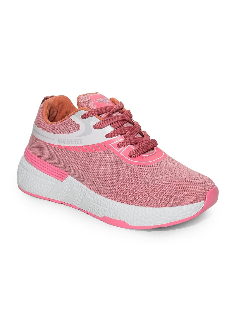 Desert Sportive Knitted Textile Lace-up Sneakers For Women - Image 2