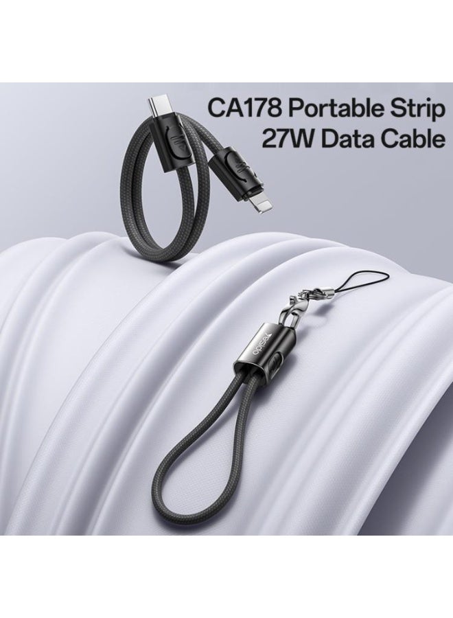 Yesido CA178 Portable Strip PD27W Type-C to 8 Pin Zinc Alloy Data Cable, Length: 20cm(Black) - Image 2